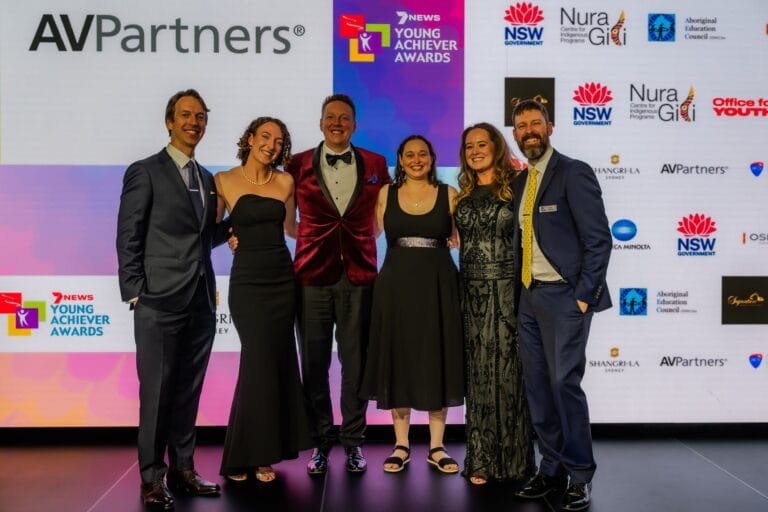 Winners and presenters together on stage at the 2026 NSW ACT Young Achiever Awards in Sydney